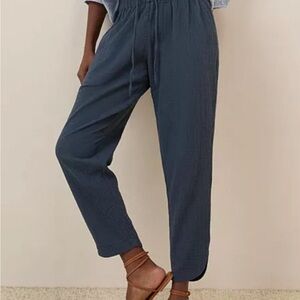 Pact Organic Cotton Coastal Double Gauze tapered Pull-on Pants w/ Drawstring - M